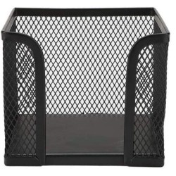 CASA OFFICE Suport Birou Patrat pentru Cub Hartie, Dimensiuni 9.5x9.5x8 cm, Plasa Metalica, Culoare Negru