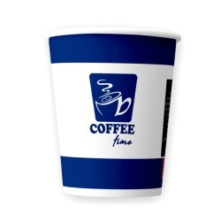 Bax 2000 Pahare din Carton 7 OZ Coffee Time, Carton Alb Printat Albastru