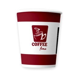 Bax 2000 Pahare din Carton 7 OZ Coffee Time, Carton Alb Printat Bordeaux