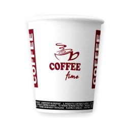 Bax 2000 Pahare din Carton 7 OZ Coffee Time, Carton Alb Printat Bordeaux