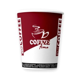 Bax 2000 Pahare din Carton 8 OZ Coffee Time, Carton Alb Printat Bordeaux