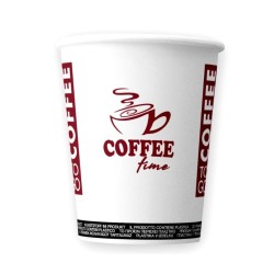 Bax 2000 Pahare din Carton 8 OZ Coffee Time, Carton Alb Printat Bordeaux