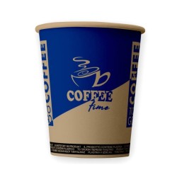 Bax 2000 Pahare din Carton 8 OZ Coffee Time, Carton Kraft Printat Albastru