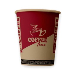 Bax 2000 Pahare din Carton 8 OZ Coffee Time, Carton Kraft Printat Bordeaux