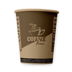 Bax 2000 Pahare din Carton 8 OZ Coffee Time, Carton Kraft Printat Maro