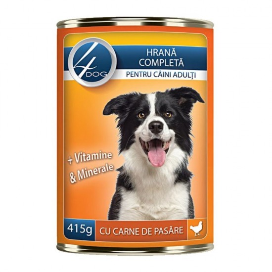 Conserva 4 Dog pentru Caini cu Carne de Pui, 415 g