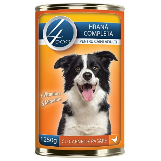 Conserva 4 Dog pentru Caini cu Carne de Pui, 1250 g