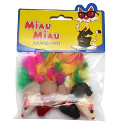 Jucarie Miau Miau HL15 Soricel cu Pene, 4 Buc/Pachet