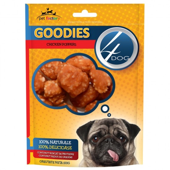 Recompense pentru Caini 4 Dog Goodies Chicken Poppers, 100 g