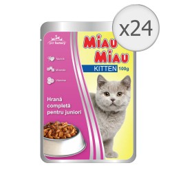 Hrana Umeda pentru Pisici Miau Miau Kitten, 24 Buc/Bax x 100 g
