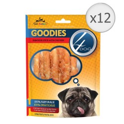 Recompense pentru Caini 4 Dogs Goodies Rawhiderolls With Chicken, 12 Buc/Bax x 100 g
