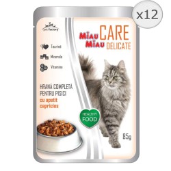 Hrana Umeda pentru Pisici Miau Miau Care Delicate Macrou, 12 Plicuri x 85 g