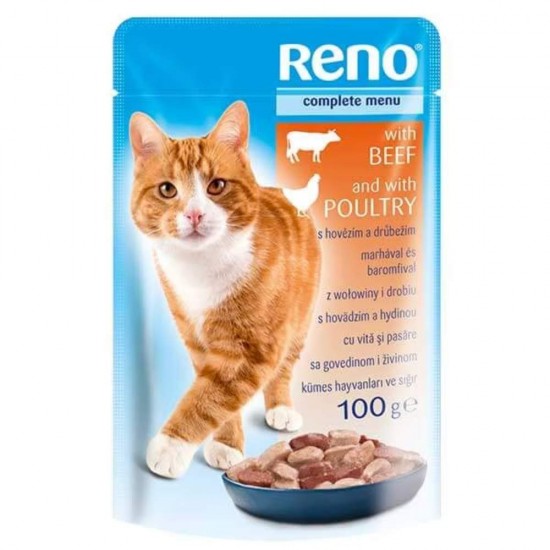 Hrana Umeda pentru Pisici Reno Cat cu Vita si Pui, 100 g