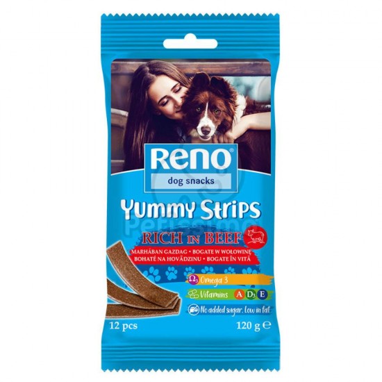 Recompense pentru Caini Reno Dog Snack Beef Strips, 120 g