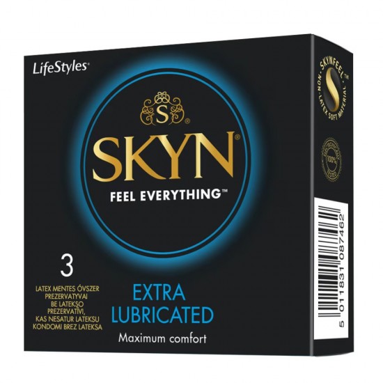 LifeStyles Skyn Prezervativ Non Latex Extra Lubrifiat, 3 Buc/Set