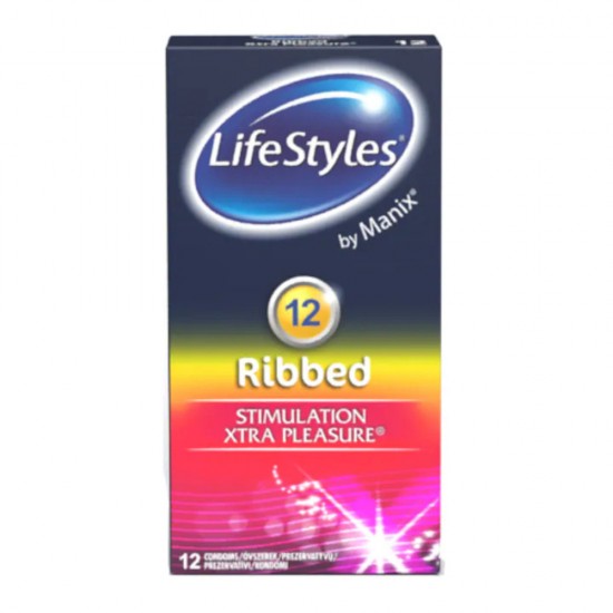 LifeStyles Prezervative Latex Ribbed, 12 Buc/Set