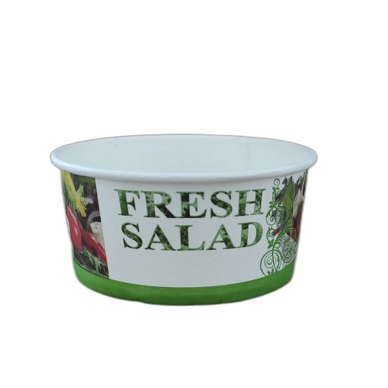 Bol pentru Salata din Carton, Capacitate 1124 ml, Model Fresh, 25 Buc/Set