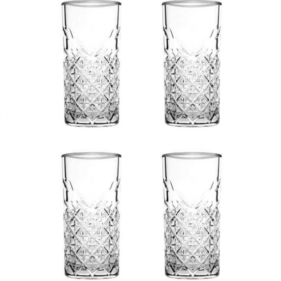 Set 4 Pahare Long Drink Pasabahce Timeless Golden Touch, 450 ml, Set Pahare pentru Long Drink 450 ml, Pahare pentru Long Drink 450 ml, Pahare Long Drink pentru Bauturi, Accesorii pentru Bar, Set Pahare din Sticla pentru Long Drinks