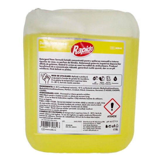 Detergent Vase Lemon, Rapido Profesional, 5 L