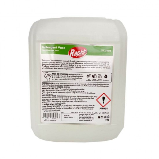 Detergent Vase Aloe Vera, Rapido Profesional, 5 L