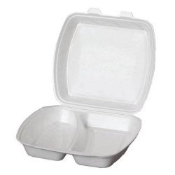 Caserola Alba XPS, 2 Compartimente 240x210x70 Capac Atasat, 200 Buc/Set Caserola Alba XPS, 2 Compartimente 240x210x70 Capac Atasat, 200 Buc/Set