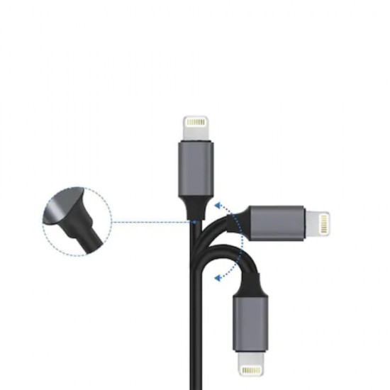 Cablu de Date Compatibil cu IOS, cu Afisare Amperaj si Voltaj, 1 Metru, Culoare Negru