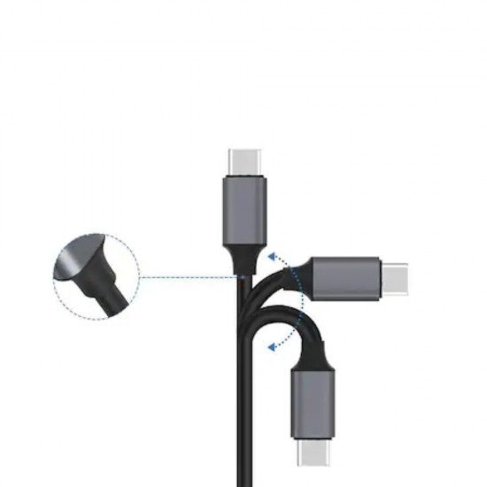 Cablu de Date TYPE-C, cu Afisare Amperaj si Voltaj, 1 Metru, Negru, TYPE-C la USB