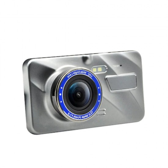 Camera de Bord Dubla, Super HD 1296P, Ecran 4 Inchi, Baterie Incorporata 300 mAh, Culoare Albastra