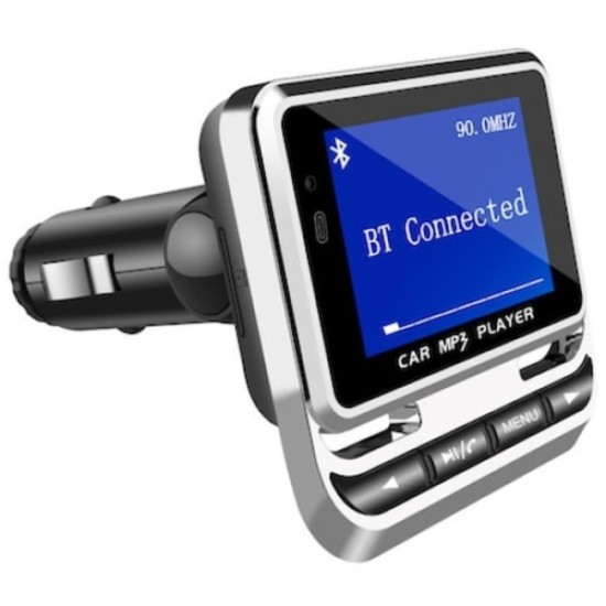 Modulator FM Auto WAMA, Bluetooth 5.0, Ecran 1,4' (inch), Telecomanda, Port Jack, USB, Micro-SD, Compatibil cu Android si iOS, Negru