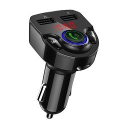 Transmitator FM Bluetooth 5.0, Player Muzical, Convorbiri Telefonice Hands-Free, Dual USB, Port USB Incarcare Rapida, Negru