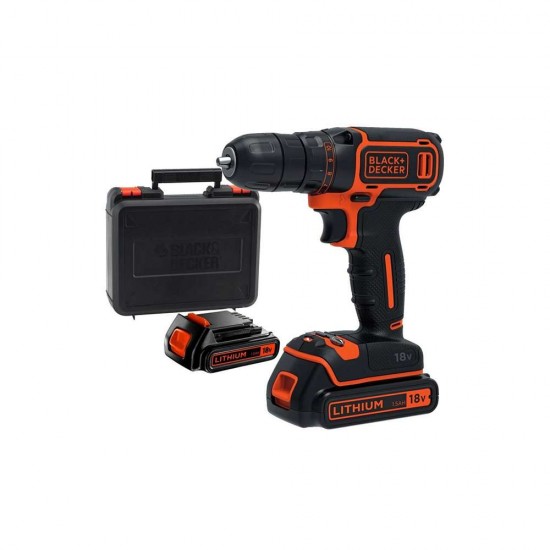 Masina de Insurubat si Gaurit Black+Decker BDCDC18KB-QW, 2 Acumulatori, 1.5Ah, 18V, cu Valiza