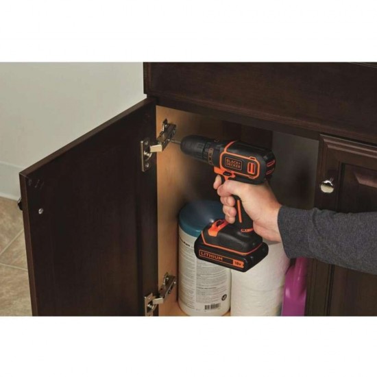 Masina de Insurubat si Gaurit Black+Decker BDCDC18KB-QW, 2 Acumulatori, 1.5Ah, 18V, cu Valiza