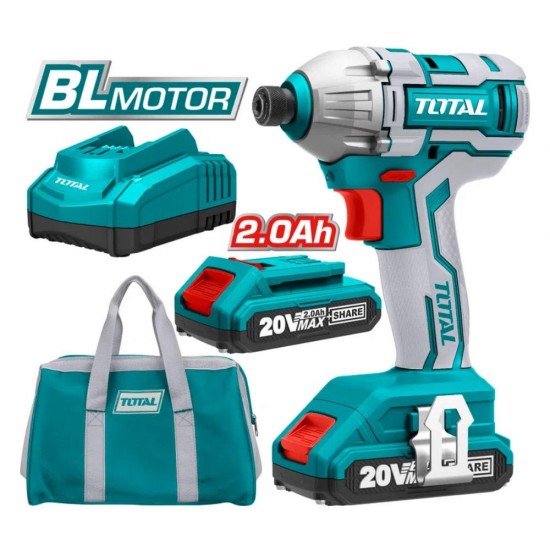 Total - Masina De Insurubat Cu Impact Cu Acumulator 20v-2.0ah Li-ion (2 Acumulatori) -  Hex 1/4