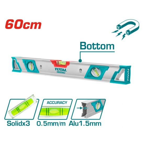 Total - Nivela Magnetica Cu Bula - 60cm - Precizie