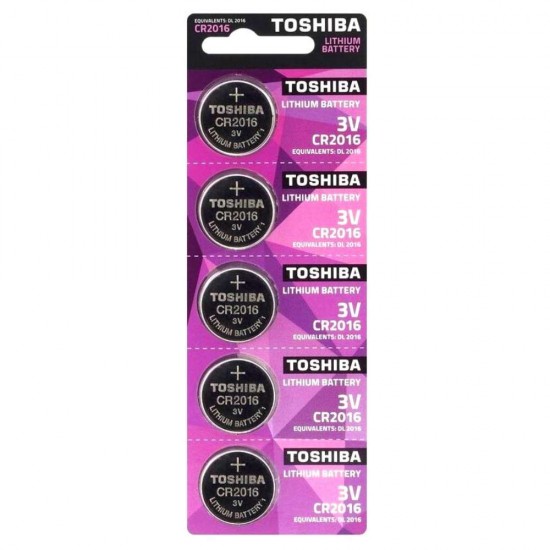 Baterii TOSHIBA ALCALINE CR 2016, 5 Buc/Set