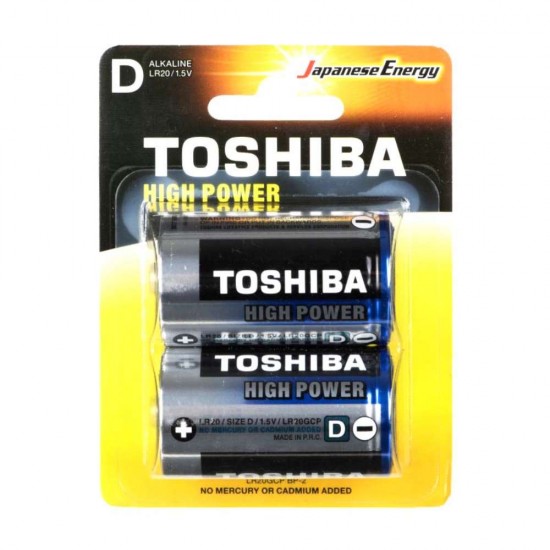 Baterii TOSHIBA ALCALINE LR20, 2 Buc/Set, Ambalat in Blister