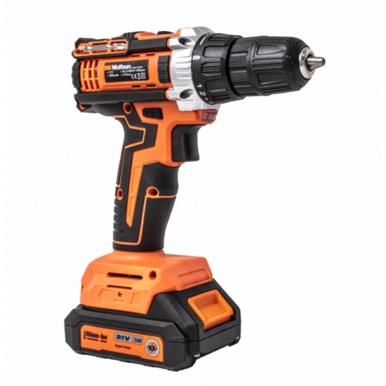 Wolfson - Masina De Gaurit Cu Acumulator 21v-2.0ah Li-ion (2 Acumulatori)