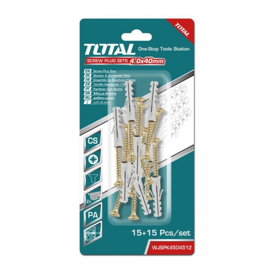 Total - Set Dibluri Cu Suruburi - 15 Buc - St4.0x4