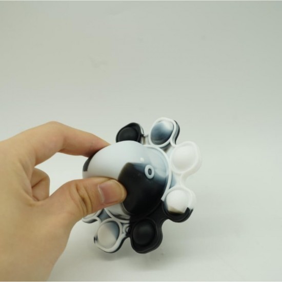 Jucarie Pop It Now & Flip It, Caracatita Reversibila, Silicon Alb/Negru