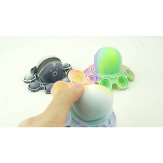 Jucarie Pop It Now & Flip It, Caracatita Reversibila, Silicon Alb/Negru