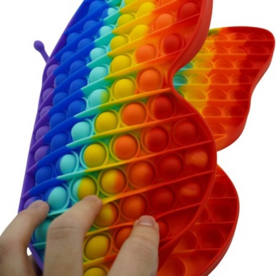 Jucarie Pop It Now & Flip It, Fluture Urias, Silicon Multicolor