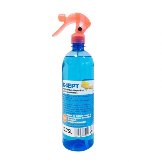 Dezinfectant Suprafete K-SEPT cu Pulverizator, 750 ml, 75% Alcool, Efect Bactericid si Fungicid, Solutie Dezinfectanta, Solutii Dezinfectante, Dezinfectant cu Pulverizator pentru Suprafete, Solutie Igienizanta pentru Suprafete
