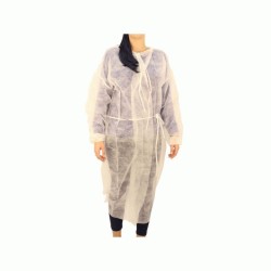 Set 10 Halate Vizitatori de Unica Folosinta cu Legaturi, Marime Universala, Culoare Alba, Halat Vizitatori, Halat de Unica Folosinta