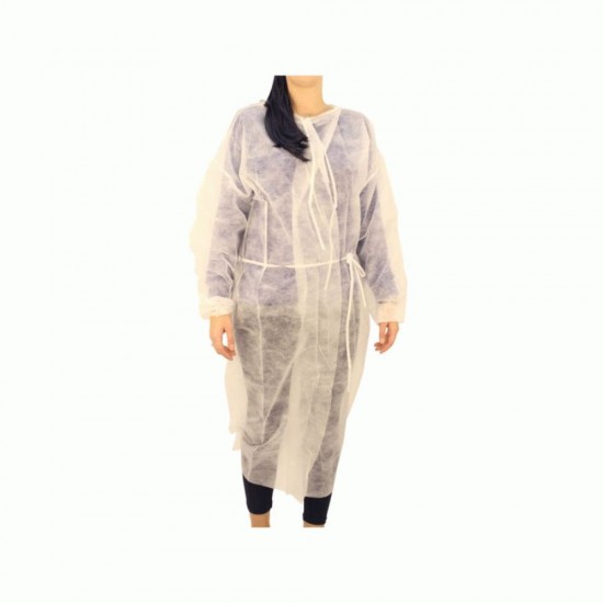 Set 10 Halate Vizitatori de Unica Folosinta cu Legaturi, Marime Universala, Culoare Alba, Halat Vizitatori, Halat de Unica Folosinta