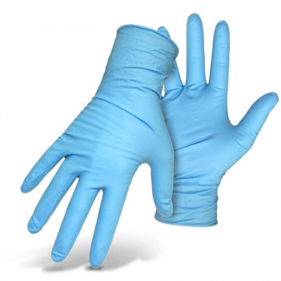 Set 100 Manusi Nitril Nepudrate Lyncmed, Marimea L, Albastre, Cutie Lyncmed Manusi Nitril fara Pudra, Manusi din Nitril fara Pudra pentru Examinare Lyncmed, Manusi Unica Folosinta, Manusi din Nitril, Manusi pentru Catering, Manusi pentru Examinare