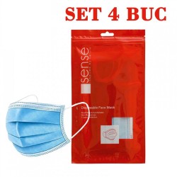 Set 4 Masti Protectie SENSE, 3 Straturi, 3 Pliuri, Masca Faciala Unica Folosinta, Masca Protectie Faciala Unica Folosinta, Masca Protectie Respiratorie, Set Masti Protectie, Set Masti cu 3 Straturi, Masti cu 3 Pliuri