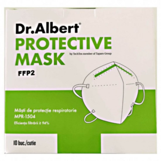 Set 10 Masti Protectie Faciala Dr. Albert Tip FFP2, 3 Straturi, Masca Faciala Unica Folosinta, Masca Protectie Faciala Unica Folosinta, Masca Protectie Respiratorie Dr. Albert, Set Masti Protectie, Set Masti cu 3 Straturi, Masti cu 3 Pliuri