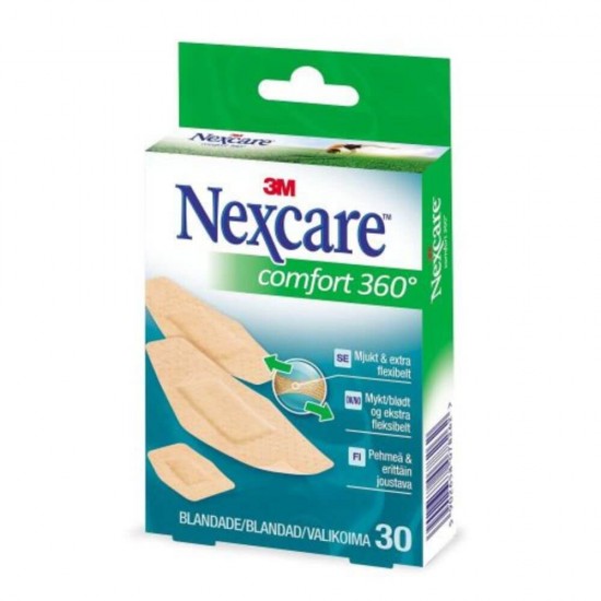 Set 30 Plasturi NEXCARE Confort 360, Plasture, Plasturi Impermeabili, Plasturi Rezistenti la Apa, Plasturi pentru Protectie, Plasturi Protectori, Plasturi pentru Uz General, Set de Plasturi Rezistenti la Apa