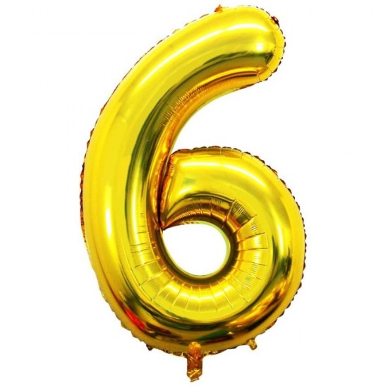 Balon Cifra 6, 1 m, Auriu, Balon Cifra 6, Baloane Cifra 6, Baloane Cifre, Baloane Figurine, Balon Figurina Cifra, Baloane, Balon Folie, Baloane Heliu, Baloane Petrecere, Baloane Petrecere Cifre, Baloane Decor