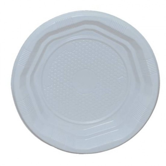 Farfurii din Plastic Alabala, Diametru 17 cm, 50 Buc/Set, Culoare Alba, Farfurii Unica Folosinta pentru Catering, Farfurii din Plastic pentru Desert, Farfurii Plastic de Unica Folosinta, Farfurii pentru Catering